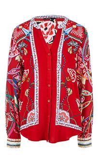 Красная рубашка с ярким цветочным принтом Desigual