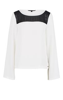 Белая блуза с длинными рукавами Armani Exchange