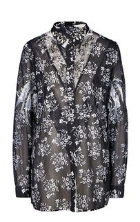 Черная полупрозрачная блуза с цветочным принтом Guess