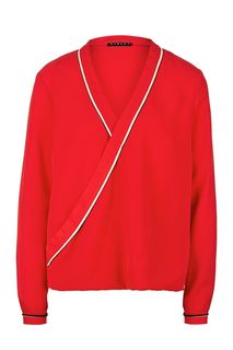 Красная блуза с глубоким вырезом Sisley