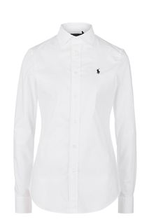 Белая хлопковая рубашка Polo Ralph Lauren