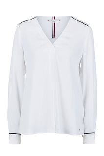 Белая блуза из вискозы с треугольным вырезом Tommy Hilfiger