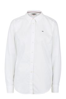 Белая хлопковая рубашка приталенного кроя Tommy Jeans