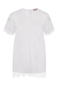 Белая кружевная блуза с нашивками из бархата Twinset Milano