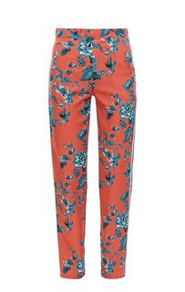 Зауженные оранжевые брюки с цветочным принтом Pepe Jeans