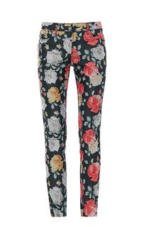 Зауженные брюки из хлопка с цветочным принтом Guess