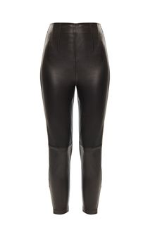 Укороченные черные леггинсы из кожи и текстиля Pinko