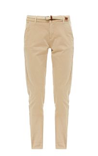 Хлопковые брюки бежевого цвета с ремнем S.Oliver