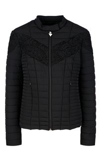 Черная демисезонная куртка с кружевными нашивками Guess