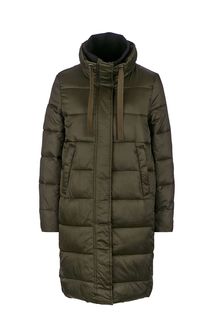 Удлиненная куртка цвета хаки на молнии и кнопках Barbour