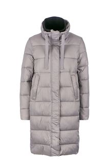 Удлиненная серая куртка на молнии и кнопках Barbour