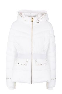 Приталенная белая куртка на молнии Guess