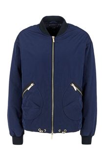 Короткая синяя куртка с эластичным воротом Armani Exchange