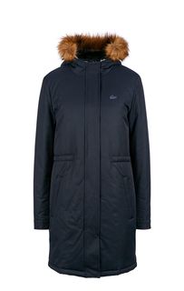 Утепленная синяя куртка с капюшоном Lacoste