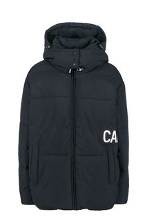 Объемная черная куртка с логотипом бренда Calvin Klein Jeans