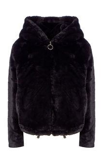 Короткая черная шуба с капюшоном Pepe Jeans