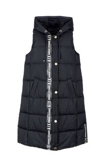Длинный пуховый жилет с капюшоном Armani Exchange