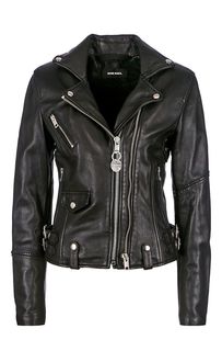 Черная куртка косуха из натуральной кожи Diesel