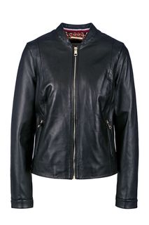 Черная кожаная куртка на молнии Tommy Hilfiger