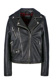Черная утепленная куртка косуха Guess