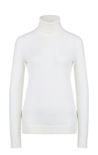 Шерстяная водолазка молочного цвета с длинными рукавами Lacoste