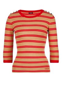 Джемпер в полоску с рукавами три четверти Guess