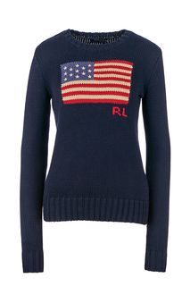 Хлопковый джемпер синего цвета Polo Ralph Lauren