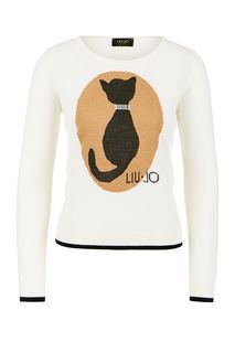 Шерстяной джемпер молочного цвета Liu Jo