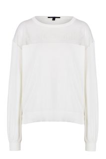 Джемпер молочного цвета с удлиненной спинкой Armani Exchange