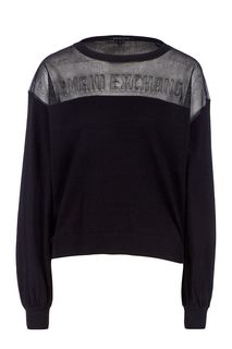 Черный джемпер с удлиненной спинкой Armani Exchange