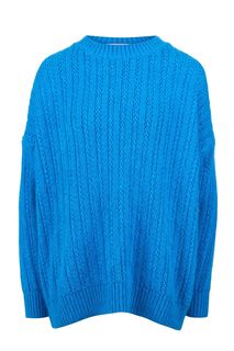 Синий шерстяной свитер фактурной вязки Alisia HIT