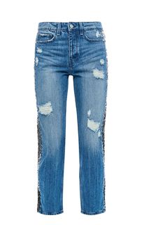 Рваные джинсы бойфренд с декором из пайеток The It Girl Guess