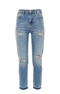 Рваные джинсы с оригинальной отделкой Straight Fit Liu Jo