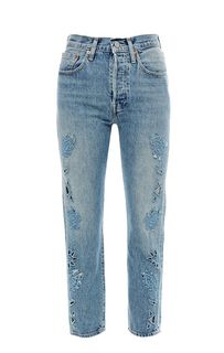 Укороченные джинсы с ажурной вышивкой 501® Original Levis: Made & Crafted