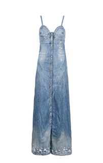 Длинное джинсовое платье-сарафан с декоративными потертостями Diesel
