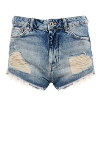 Короткие джинсовые шорты с декоративными рваными деталями Superdry