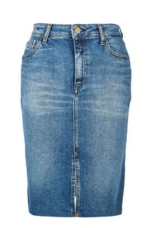 Синяя джинсовая юбка с разрезом Tommy Jeans