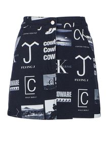 Короткая юбка из денима с принтом Calvin Klein Jeans