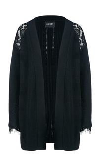 Черный кардиган с кружевными вставками Guess