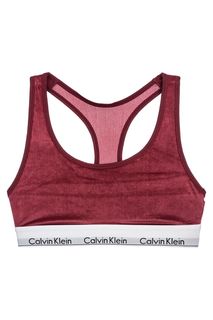 Бордовый бюстгальтер из бархата в рубчик Calvin Klein