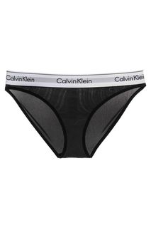 Черные трусы-слипы из бархата в рубчик Calvin Klein