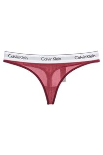 Бордовые трусы-стринги из бархата в рубчик Calvin Klein