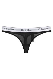 Черные трусы-стринги из бархата в рубчик Calvin Klein