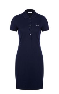 Короткое однотонное платье из хлопка Lacoste