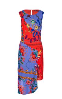 Разноцветное платье средней длины из вискозы Desigual