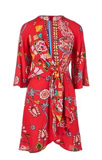 Красное платье из вискозы с расклешенной юбкой Desigual