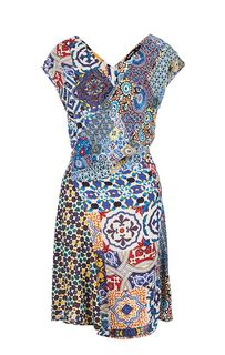 Разноцветное платье с расклешенной юбкой Desigual