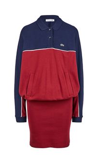 Двухцветное трикотажное платье с длинными рукавами Lacoste