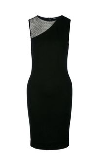 Черное платье-футляр с отделкой камнями Guess