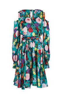 Зеленое платье средней длины с цветочным принтом Alisia HIT